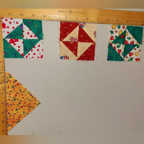 UnFinished HandMade Quilted Triangles & Squares HEARTS Quilting Sewing Cotton - Picture 8 of 15